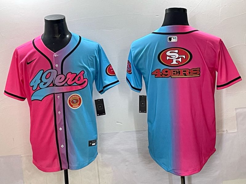 Men 2025 San Francisco 49ers Blank Blue pink Nike Limited NFL Jersey style 011